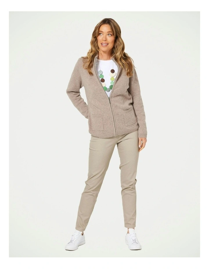 Ray Zip Up Bobble Cardigan in Oatl Marle