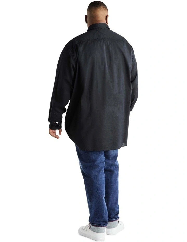 Big and Tall Core Flex Poplin Long Sleeve Shirt in Black