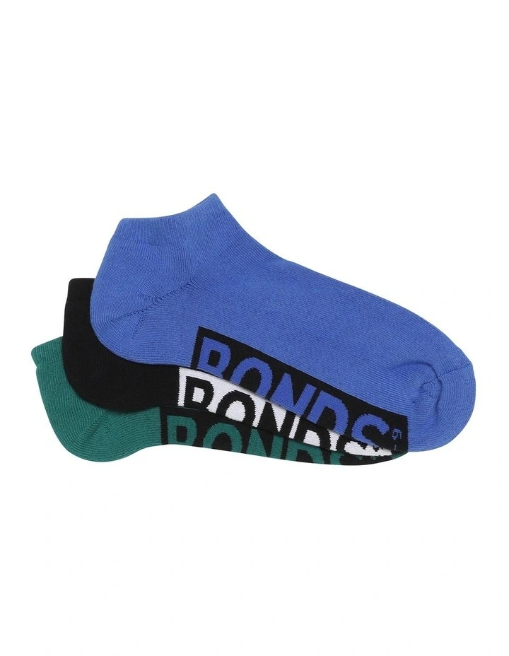Logo Cushioned Low-Cut Socks 3 Pack in Multi
