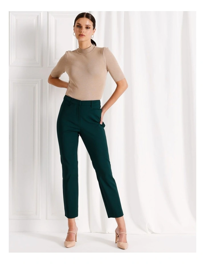 High Neck Short Sleeve Knit Top in Stone