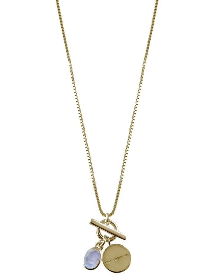 Fine Box Chain Toggle & Oval Moonstone Gold Necklace