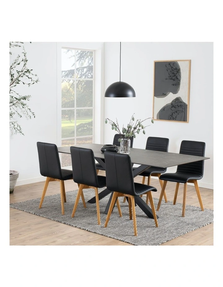 Grace 200cm Porcelain Dining Table Stone Black