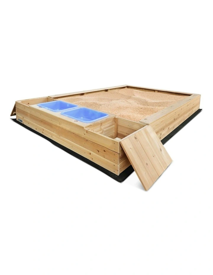 Mighty Sandpit with Wooden Cover in Brown