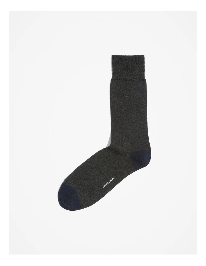 Contrast Sock in Charcoal Marle