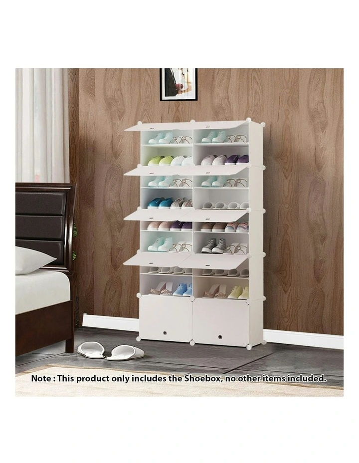 9 Tier 2 Column Shoe Rack Organizer with Cover in White