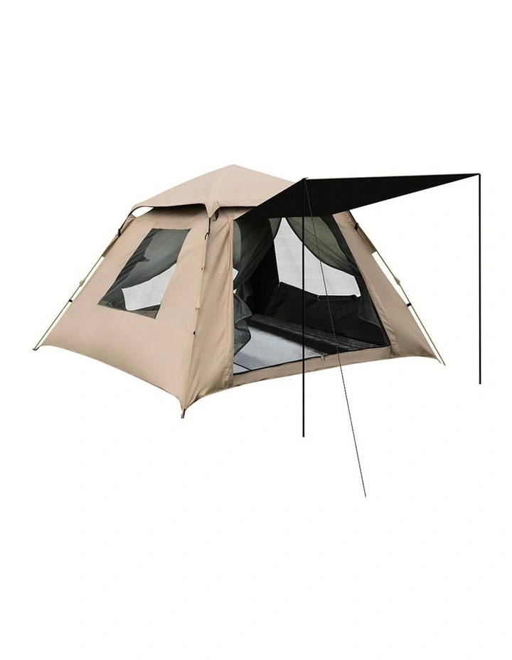 Instant Pop up Automatic Canopy Camping Tent For 5-8 Person in Beige