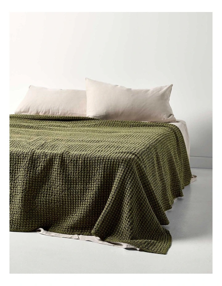 Waffle Bed Cover in Caper