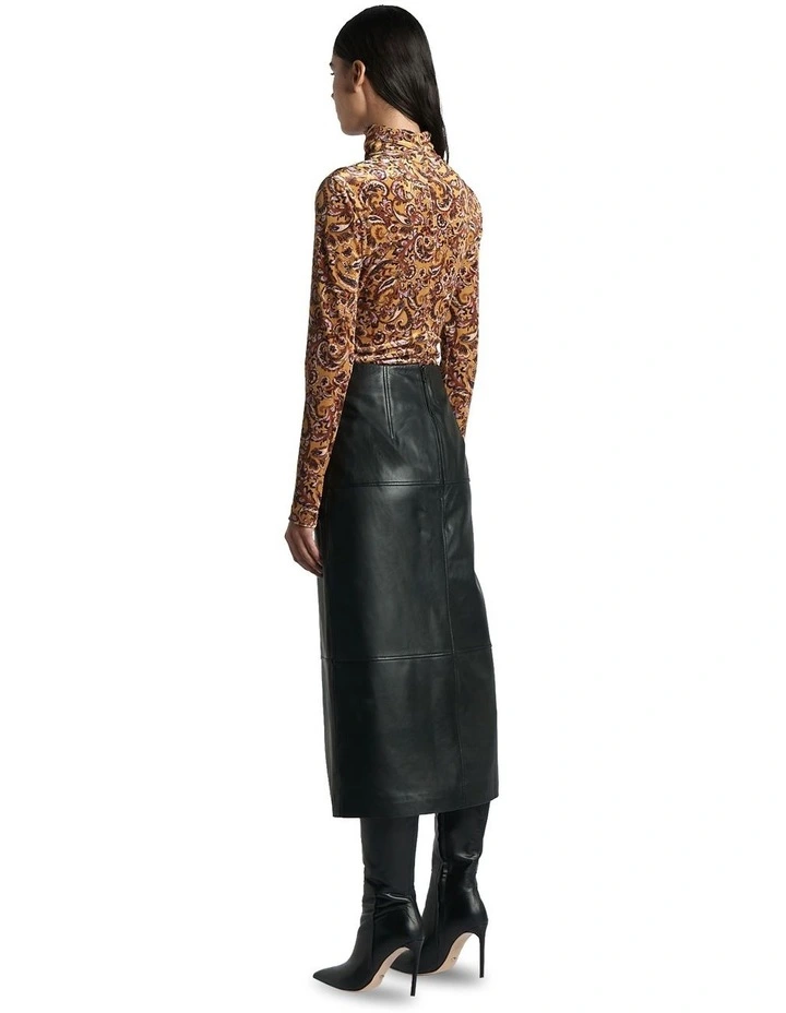 Paisley Velvet Long Sleeve Top in Saffron