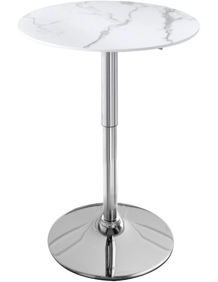 Swivel Gas Lift Bar Table for Cafe and Outdoor Use in White