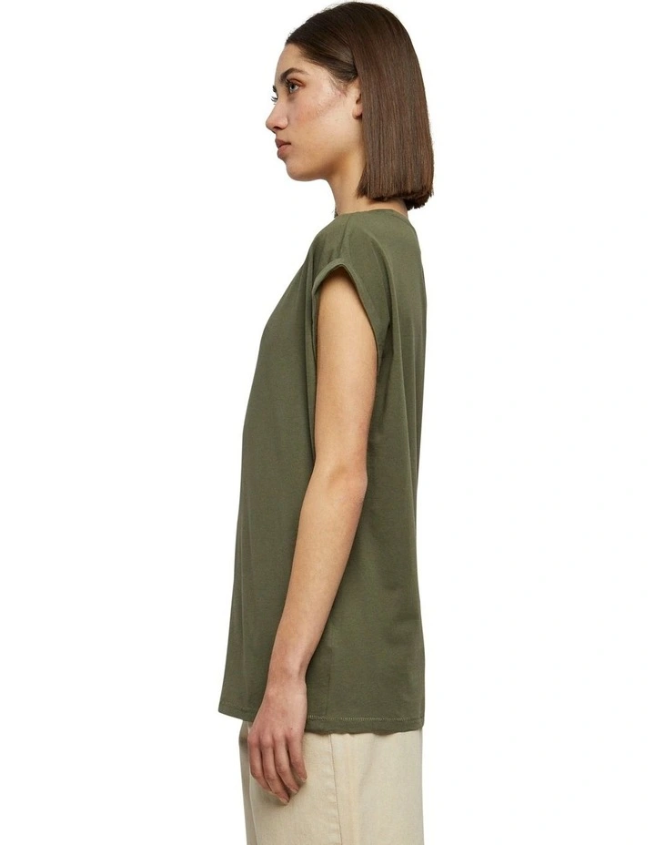 Extended Shoulder Tee in Olive