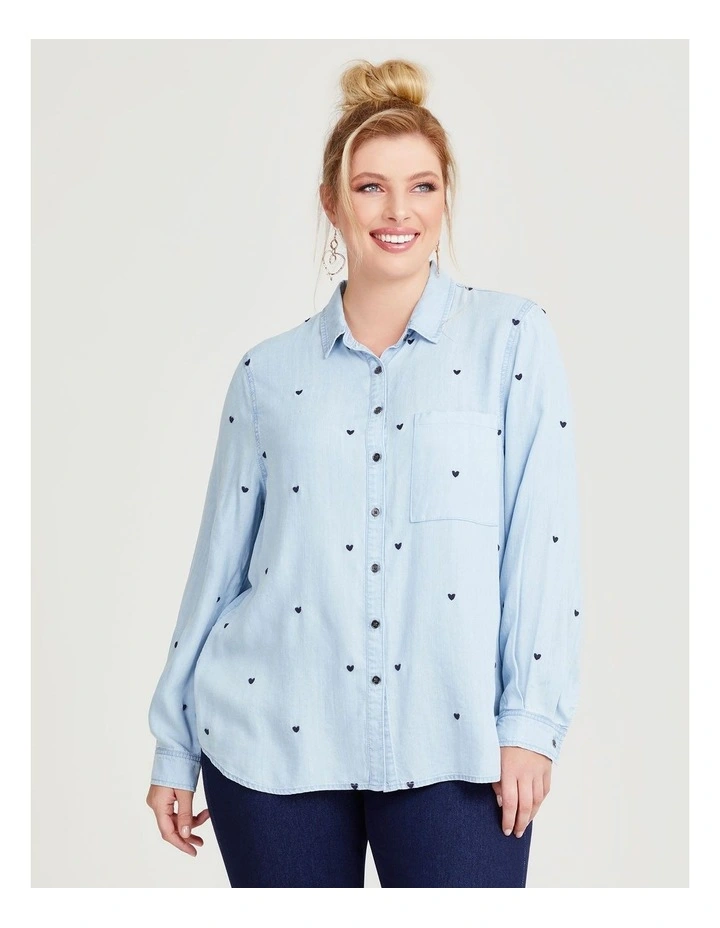 Natural Chambray Heart Shirt in Light Chambray
