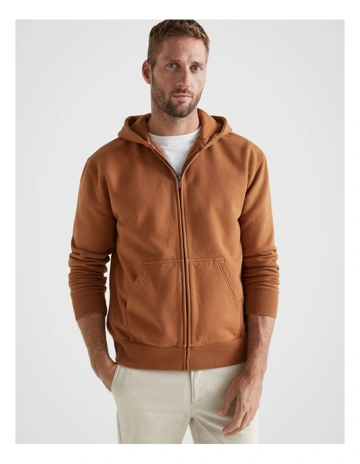Full Zip Hooded Sweatshirt in Nutmeg