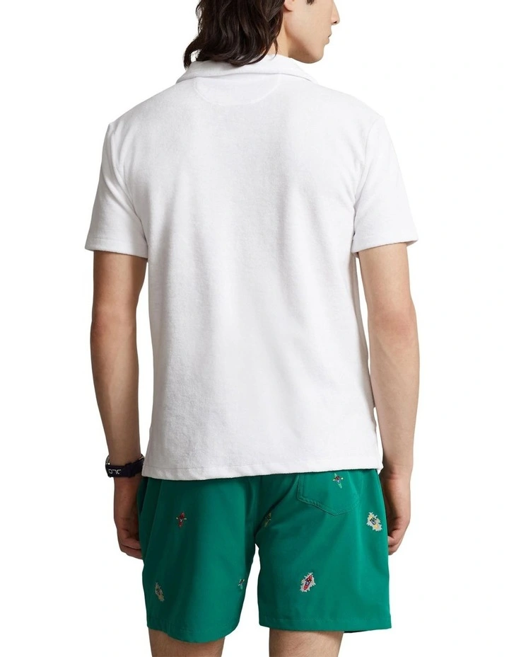 Custom Slim Fit Terry Polo Shirt in White