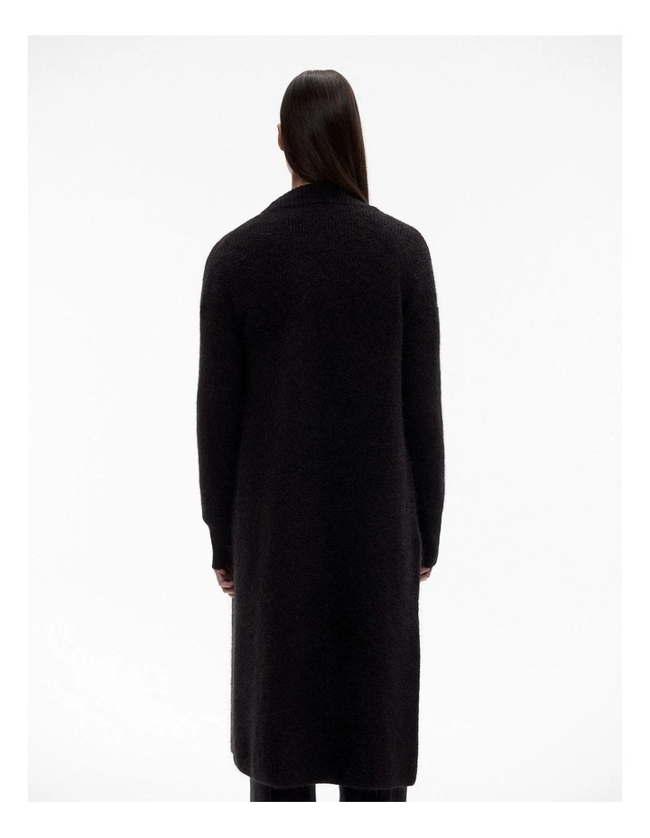 Tactile Longline Knit Cardigan in Black