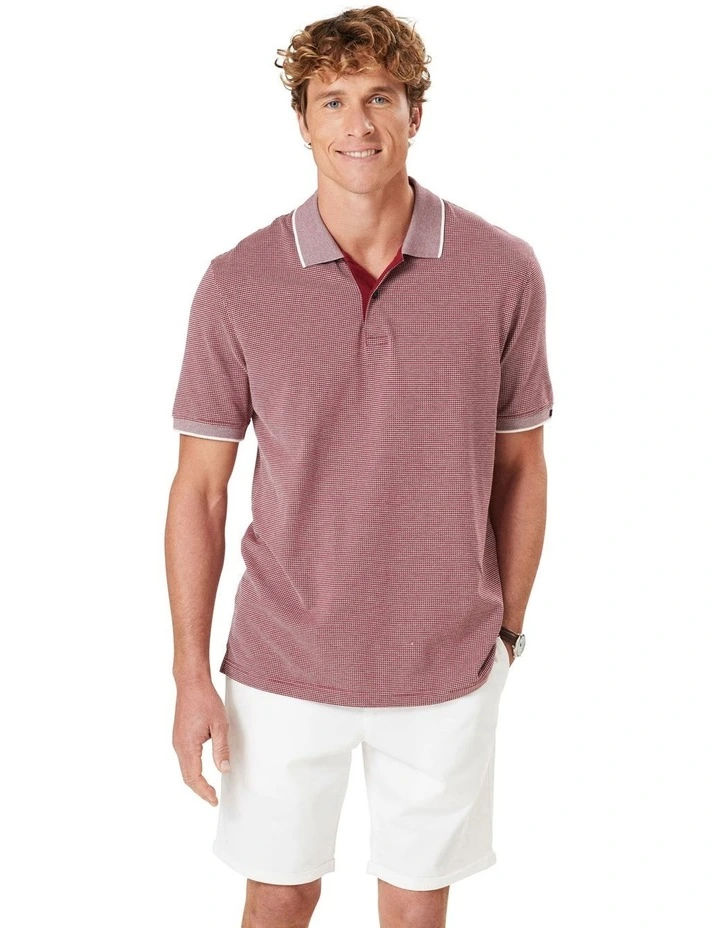 Smart Jacquard Polo Shirt in Burgundy