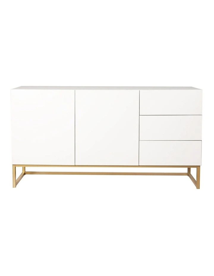 Automatic Spring Drawers Sideboard Buffet Cabinet in White