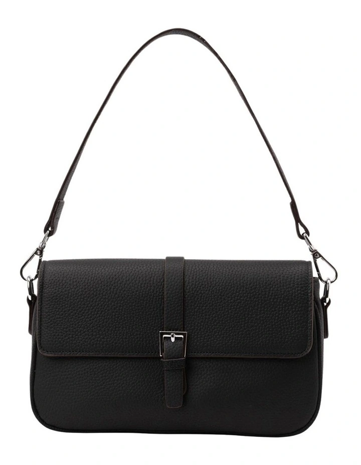Julia Leather Crossbody Buckle Bag in Black