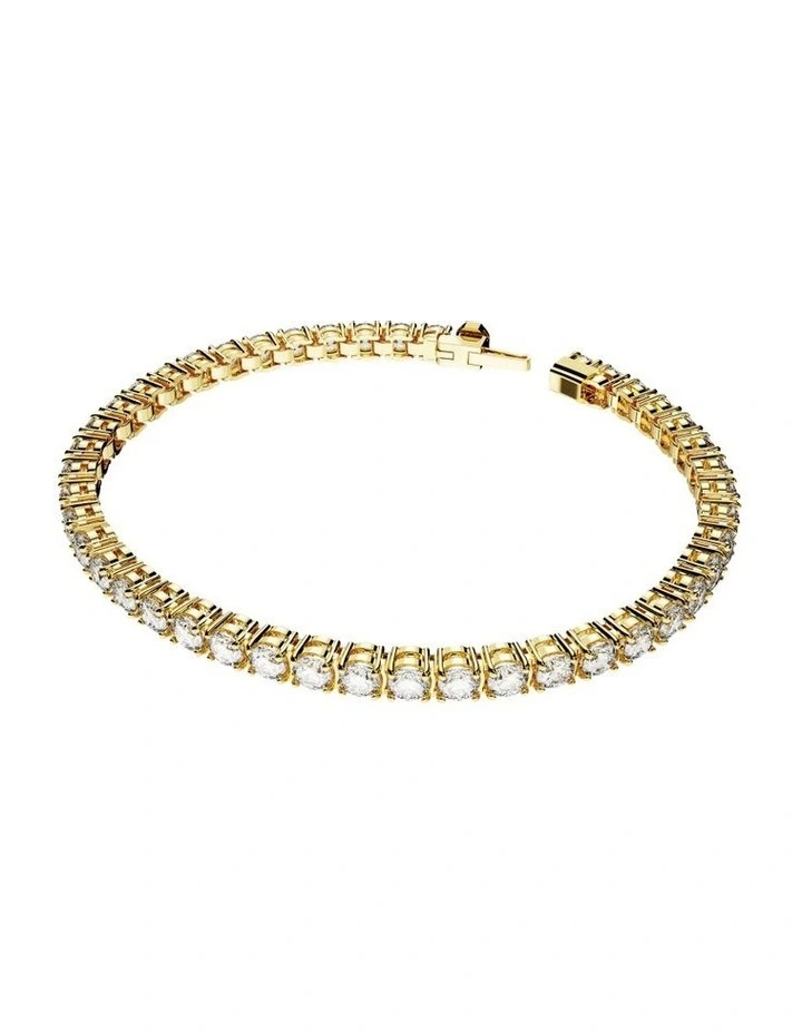 Matrix Tennis Bracelet Round Cut Small Gold-Tone Plated in White