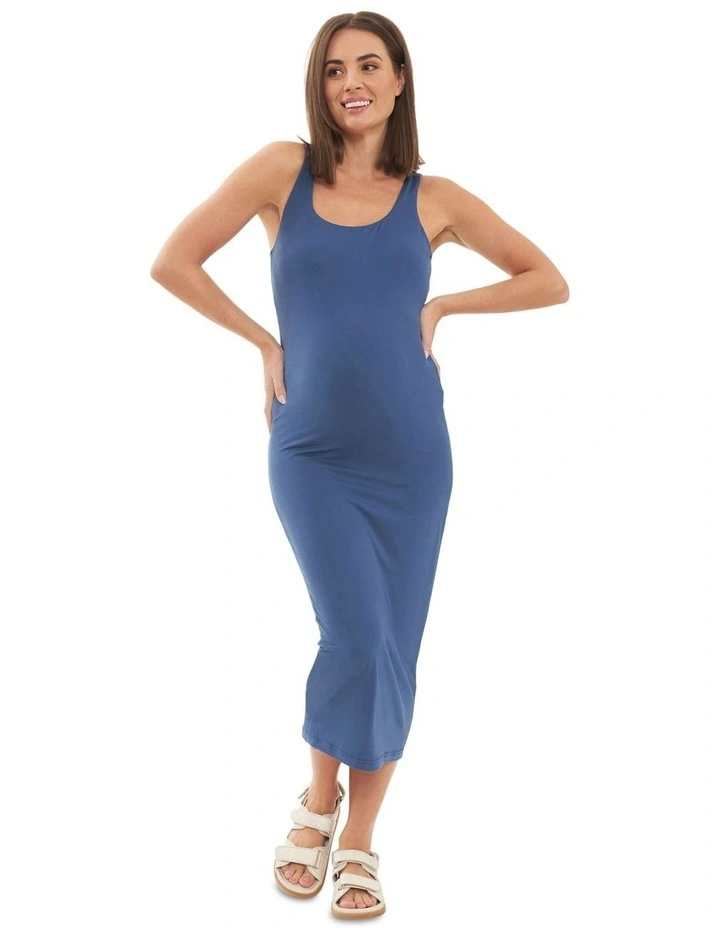 Luxe Knit Contour Dress in Deep Blue