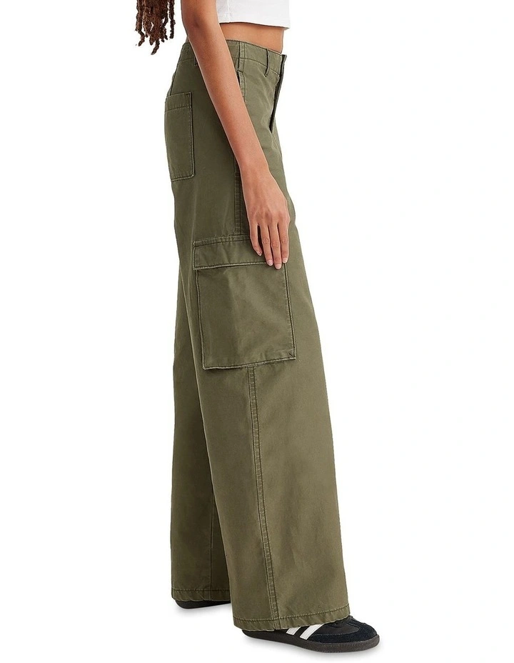 Baggy Cargo Pants in Olive Night