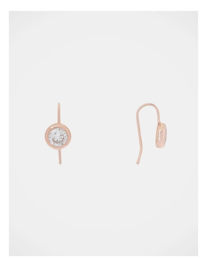 Cubic Zirconia Solitaire Rose Gold Drop Earrings