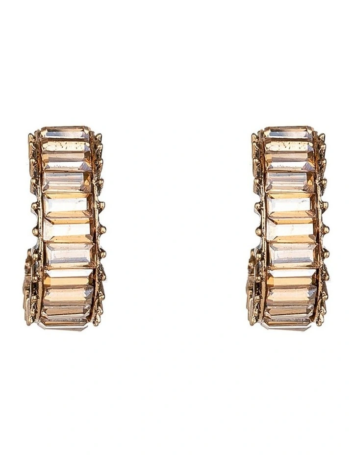 Baguette Cut Stone Hoop Earring in Gold
