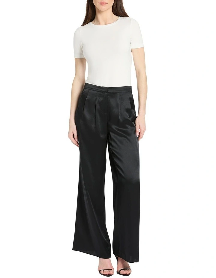 Archie Silk Palazzo Pant in Black