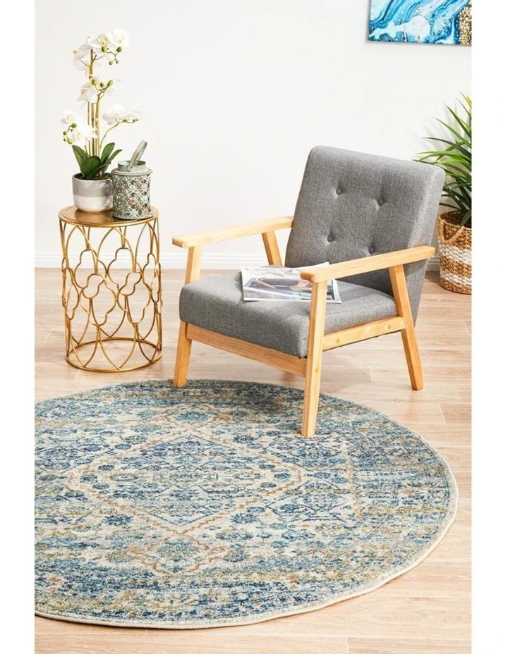 Evoke Duality Silver Transitional Round Rug In Multi