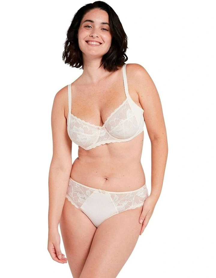 Capucine Low Rise Two-Tone Lace Brief in Ivory & Pink