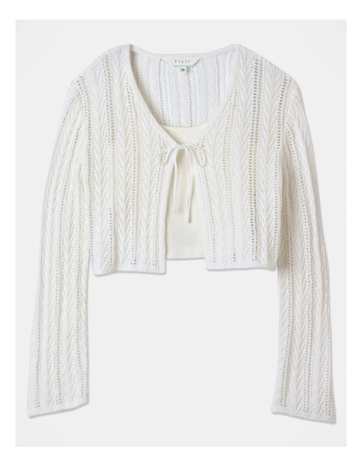 Knitted Cardigan and Singlet Set in Vanilla