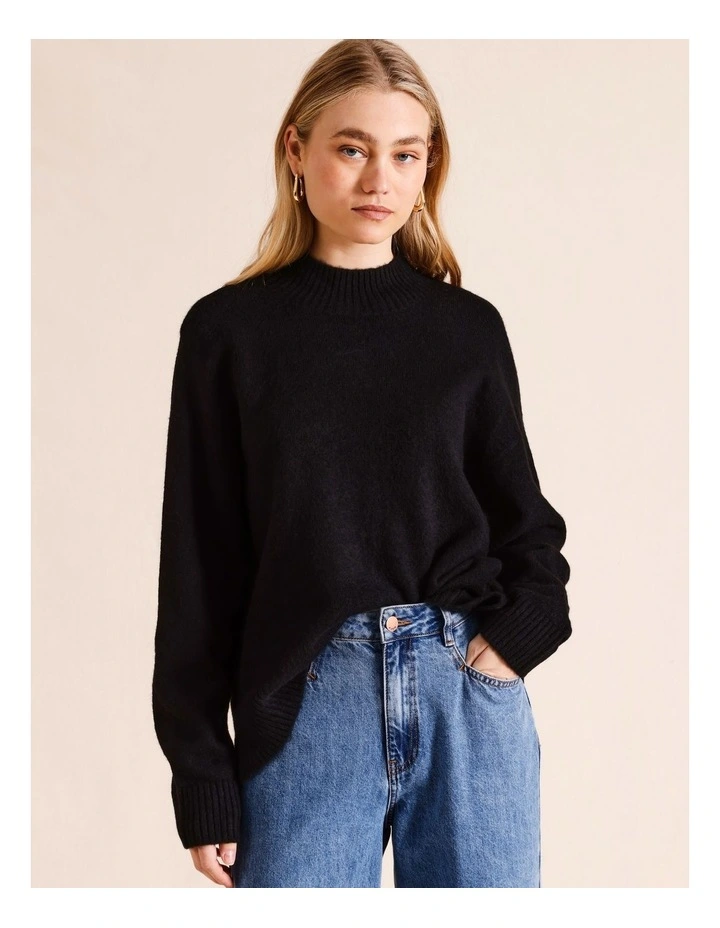 Mock Neck Jumper in Black