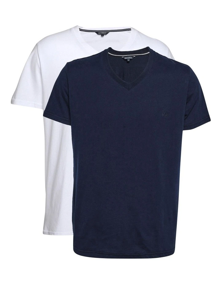 V Neck Essential Tees 2 Pack in Navy