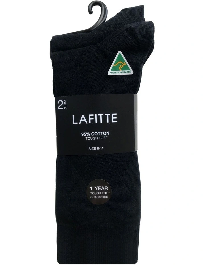 Tough Toe Cotton Socks 2 Pack in Black