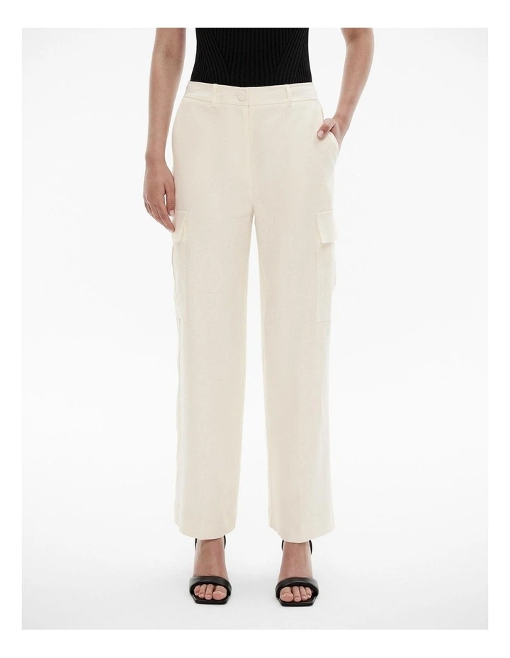 Linen Cargo Pocket Trouser in Chalk