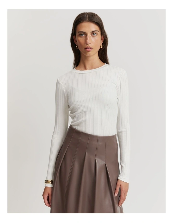 Long Sleeve Rib Top in White