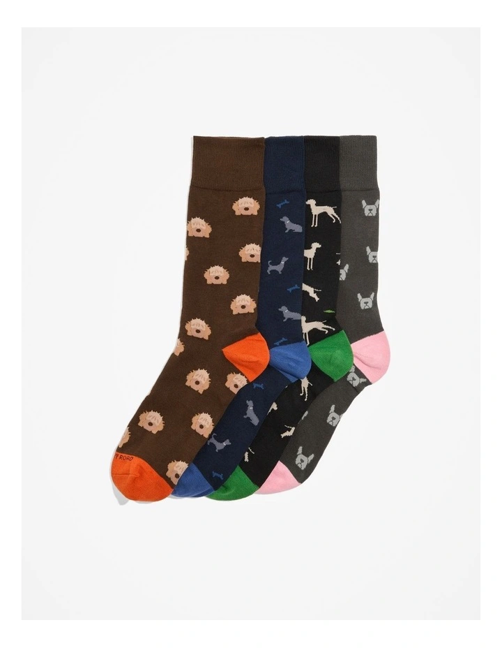 Australian Cotton Blend Dog Socks Pack of 4 in Multicolor