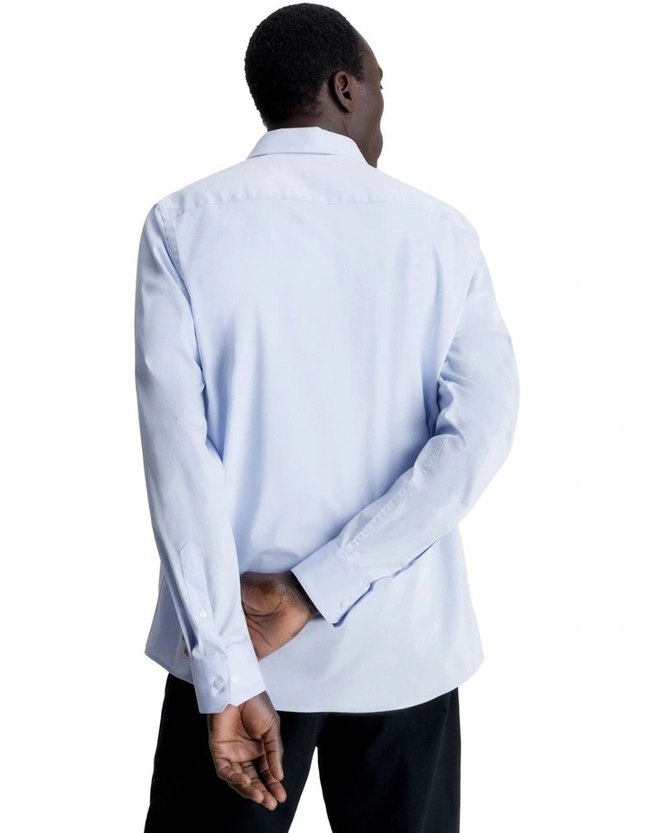 Stretch Poplin Slim Long Sleeve Shirt in Blue