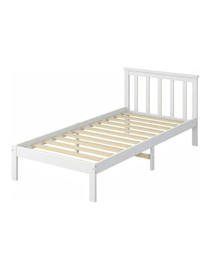 Stylish Single Wooden Bed Frame in White