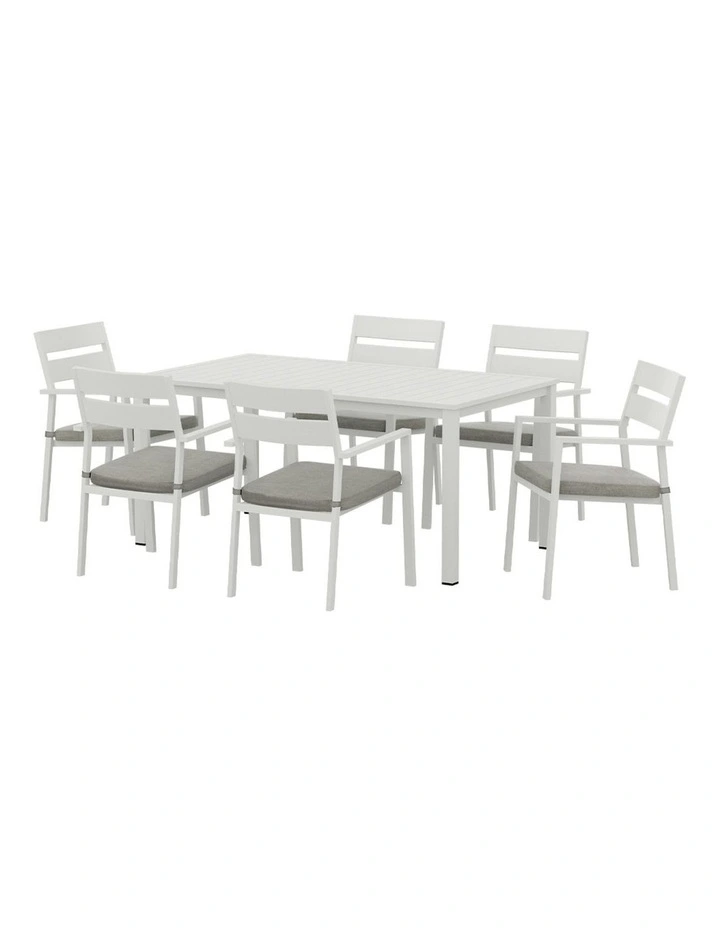 Outdoor Dining Set 7 Piecein in White