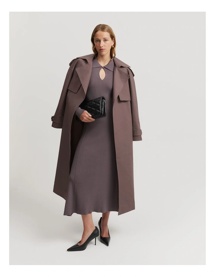 Rib Fit-and-flare Dress in Truffle