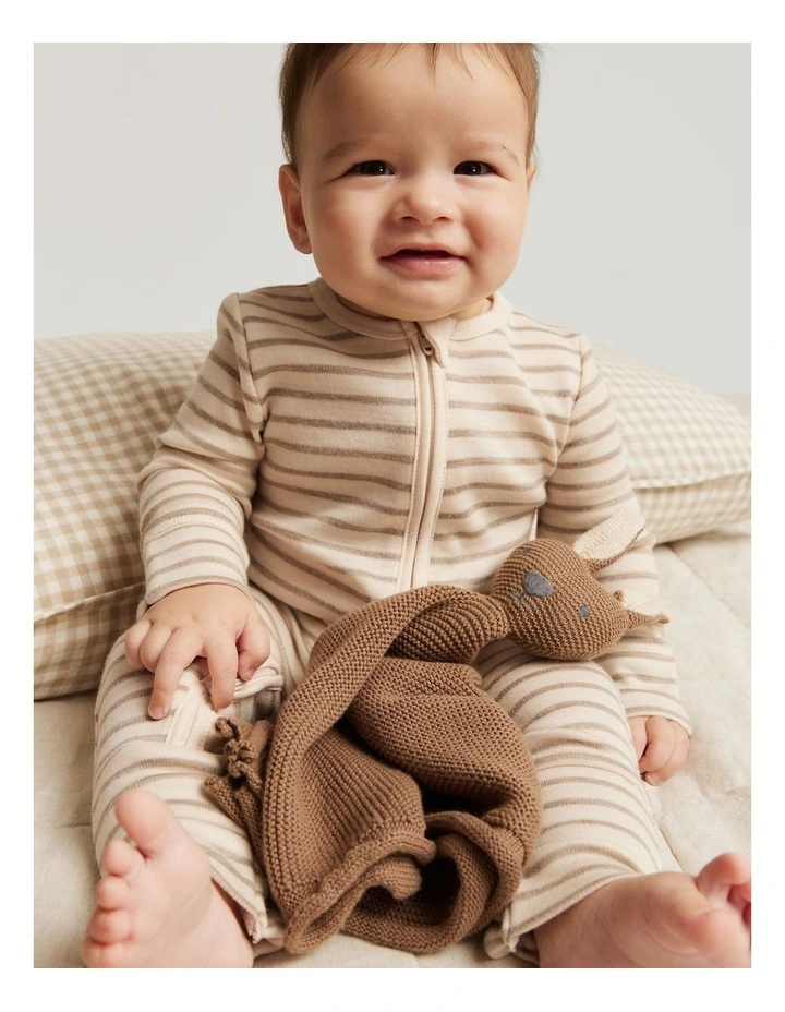 Merino Wool Stripe Jumpsuit in Chocolate