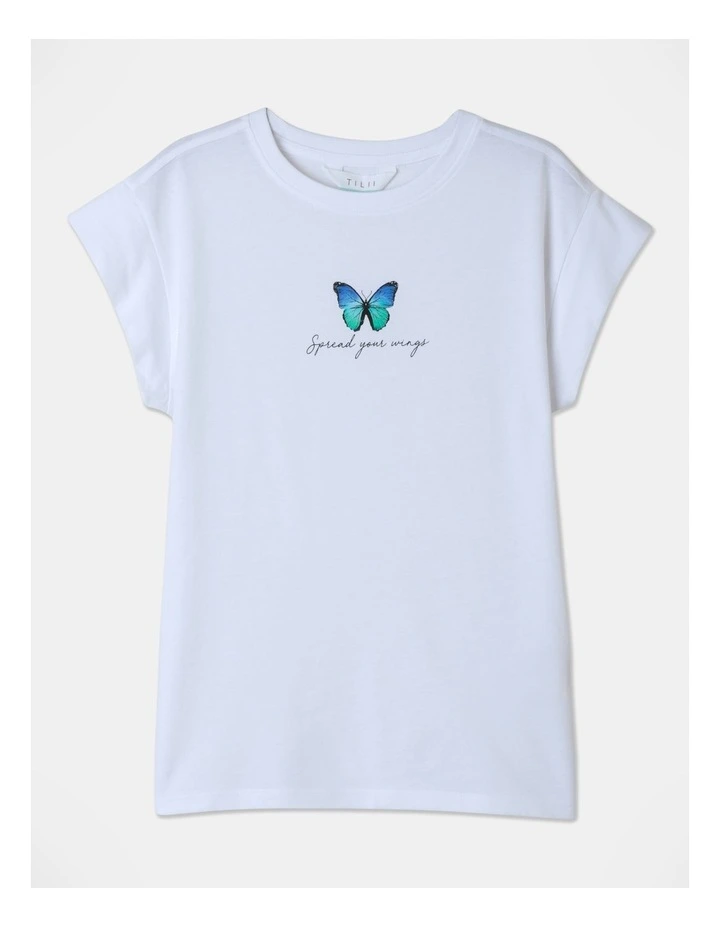 Extended Shoulder Tee in White