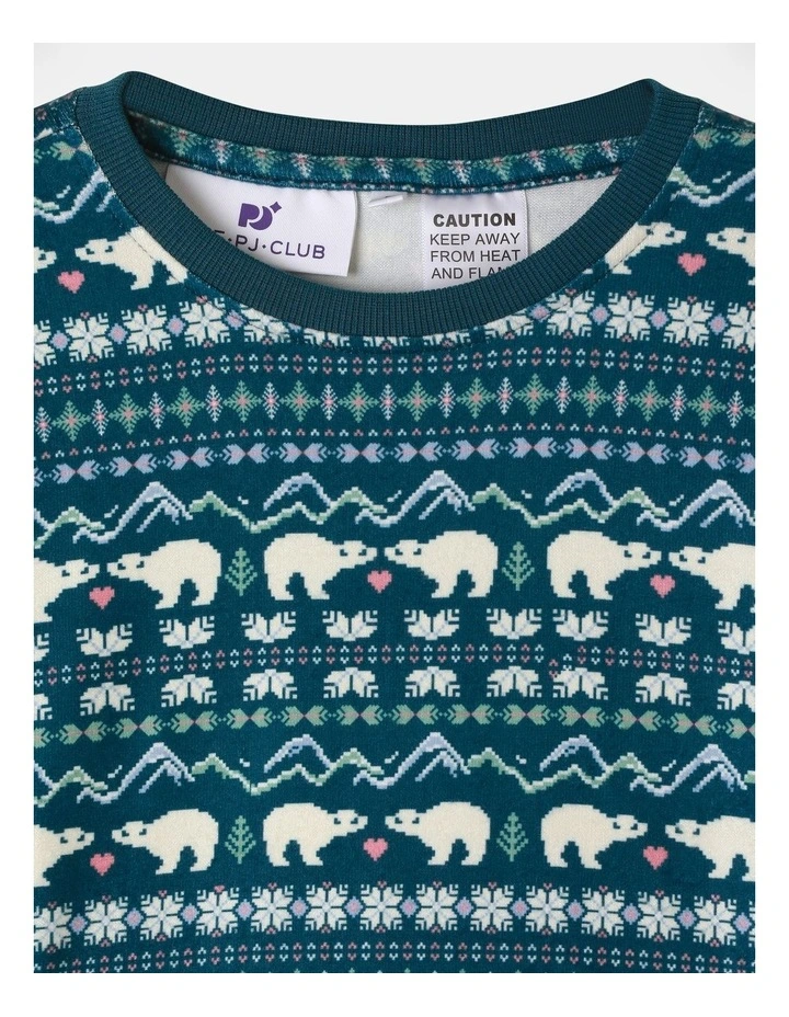 Winter Animals Pyjama Set in Dark Green