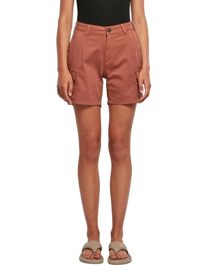 High Waist Cargo Shorts in Terracotta