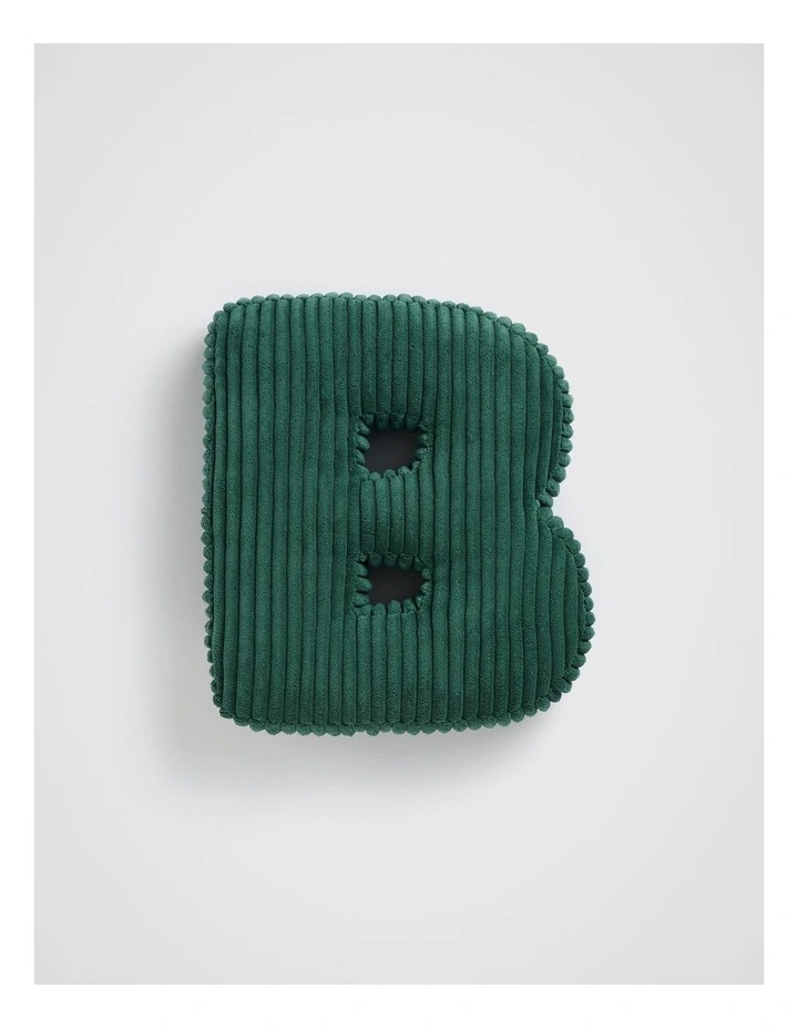 Ivy Cord Initial Cushion B in Green