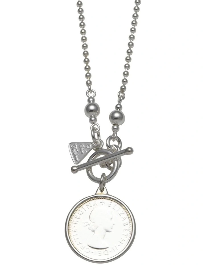Ball Chain Shilling Coin Necklace in Silver
