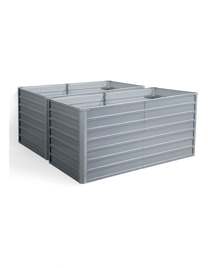 Green Fingers 2x Galvanised Steel Raised Garden Bed