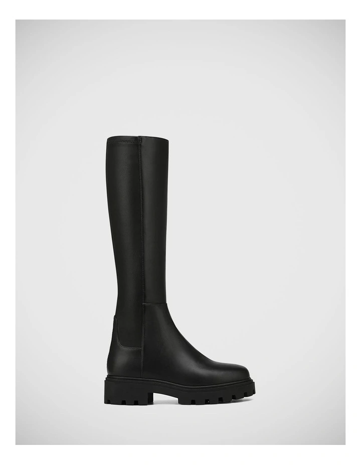 Fiora Nappa and Stretch Leather Long Boot in Black