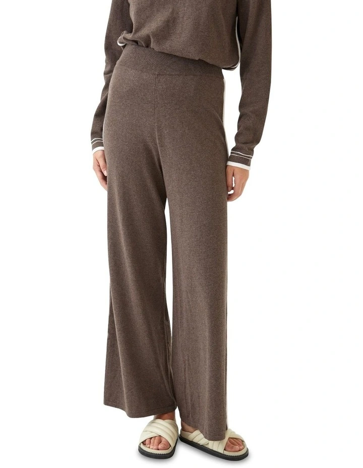 Carla Knitted Pants With Piping in Cocoa