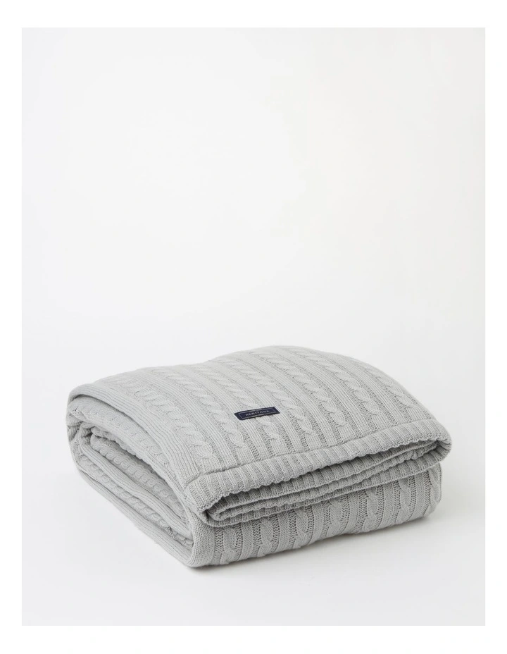 Knitted Faux Fur Blanket in Grey